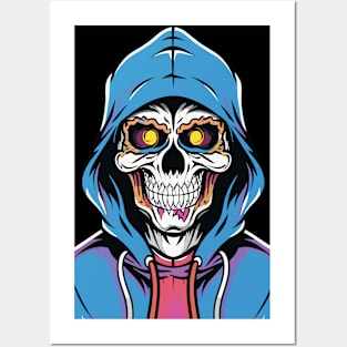 skull with hoodie Posters and Art